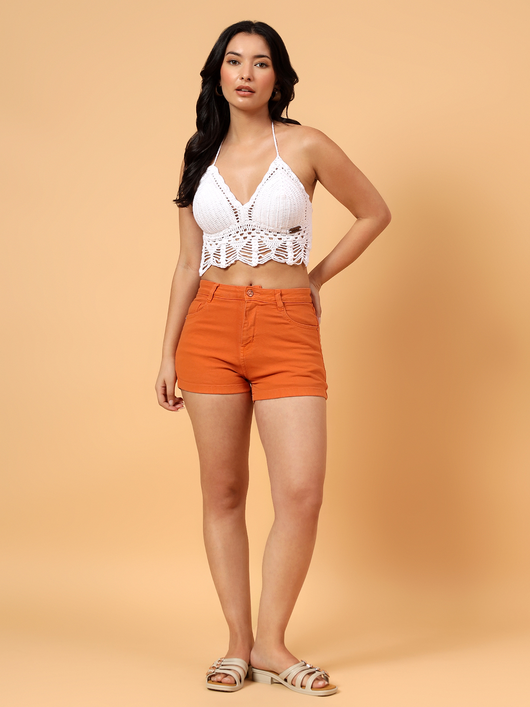 Velvery Crochet Tassel Fringe Detailed Bralette  White