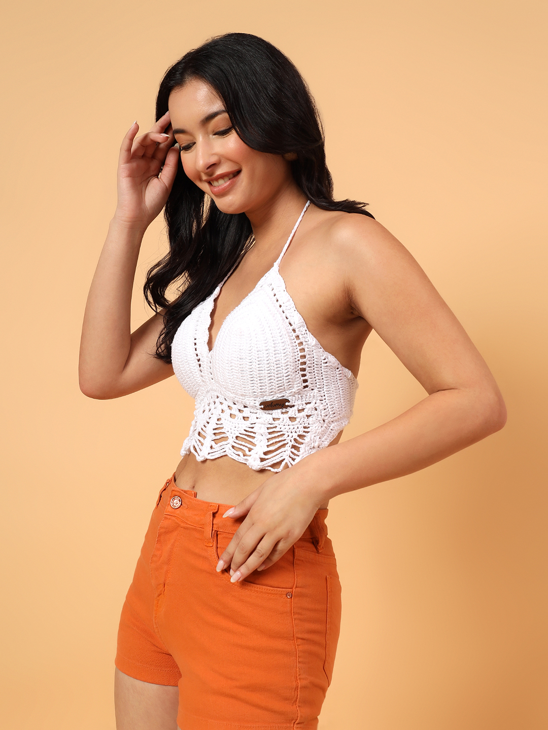 Velvery Crochet Tassel Fringe Detailed Bralette  White