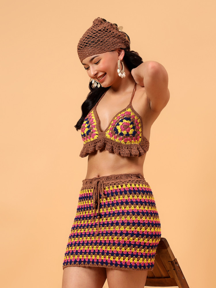 Image of Bohemian Beachwear Bralette - Brown