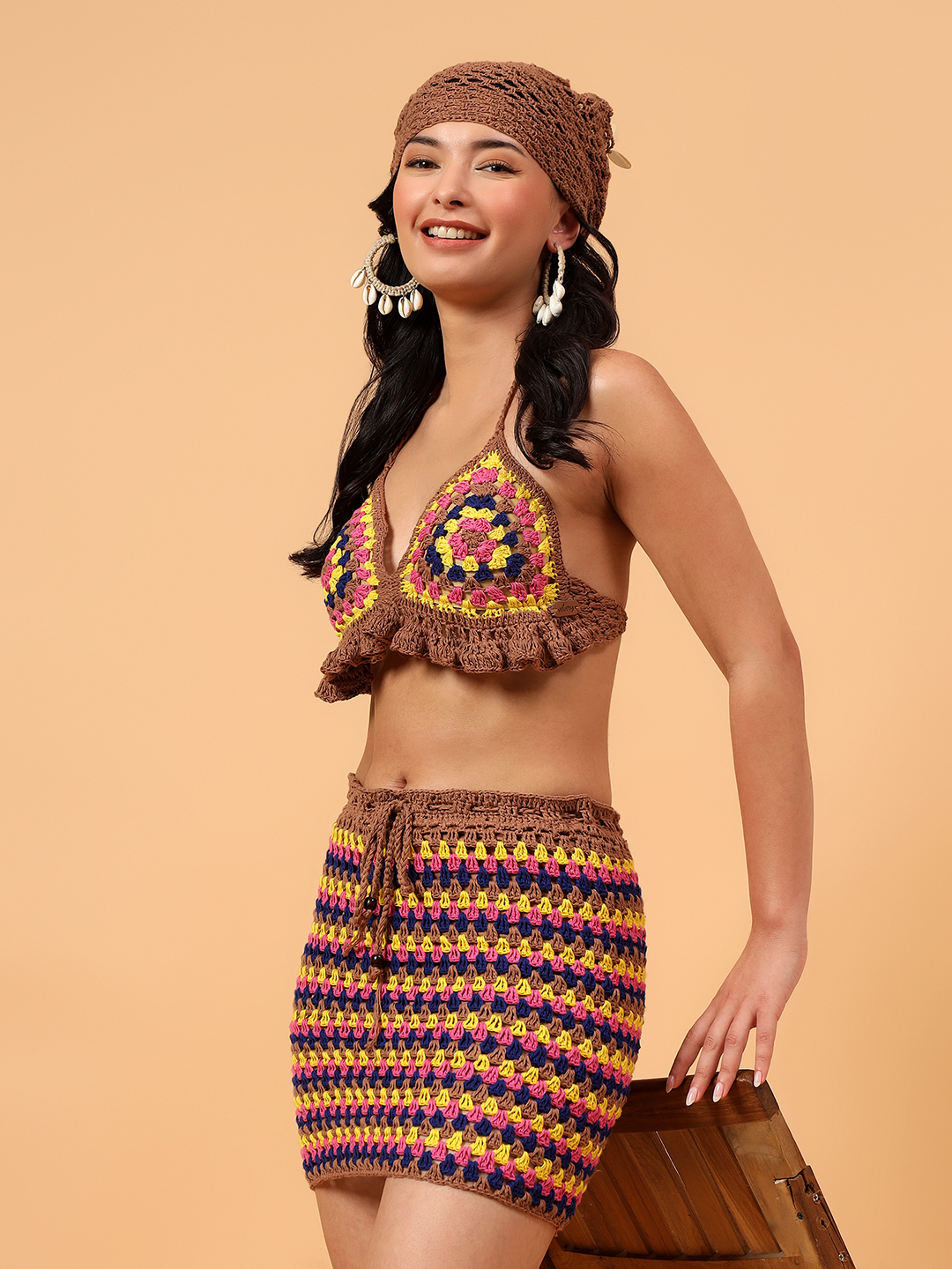 Bohemian Beachwear Bralette - Brown