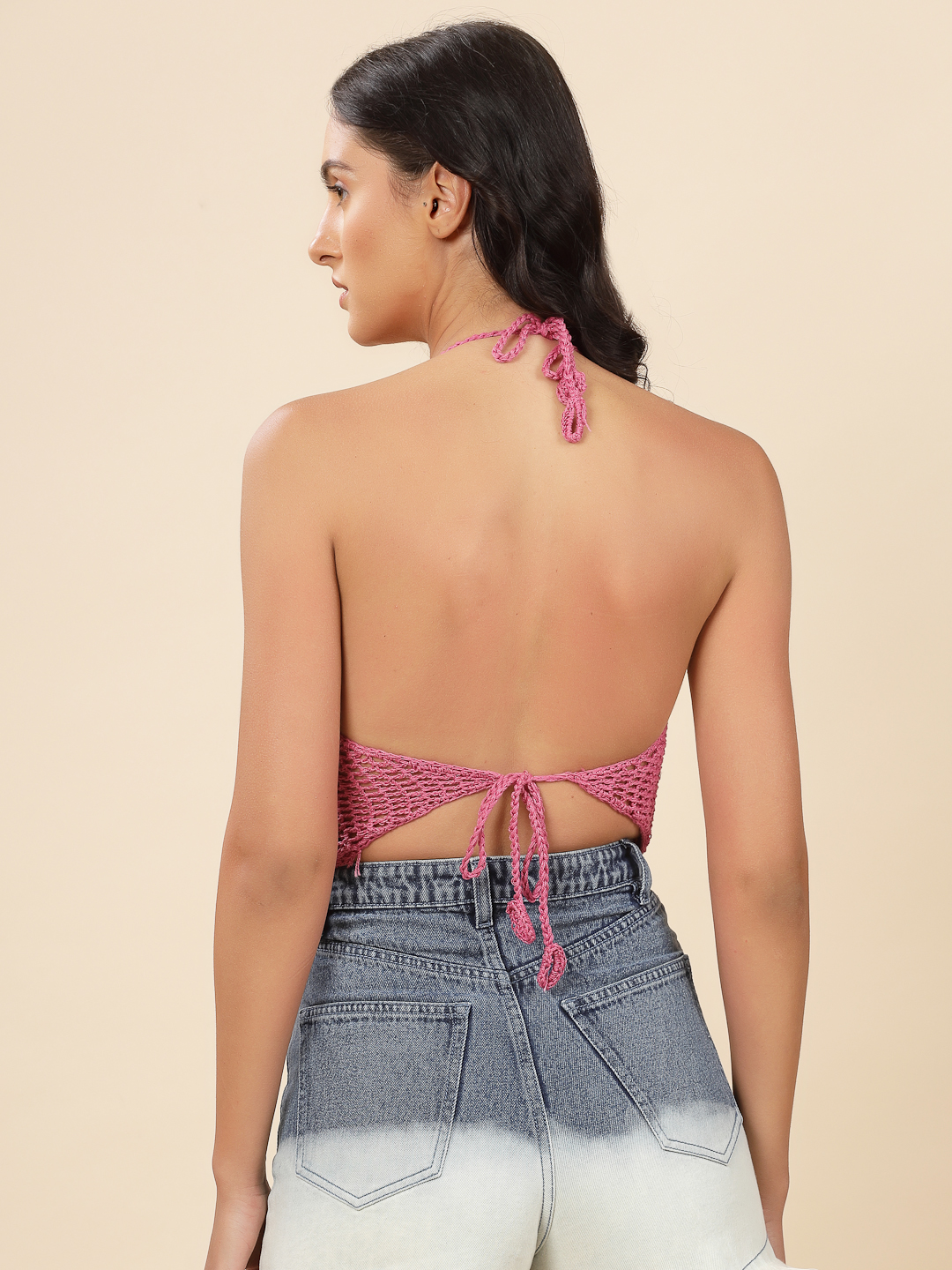 Velvery Bohemian Bralette Crochet Halter Top - Multi