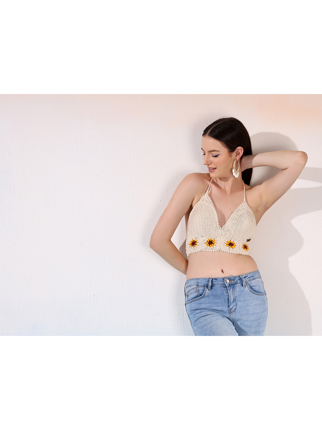 Velvery Handmade Sunflower Design Bralette Top