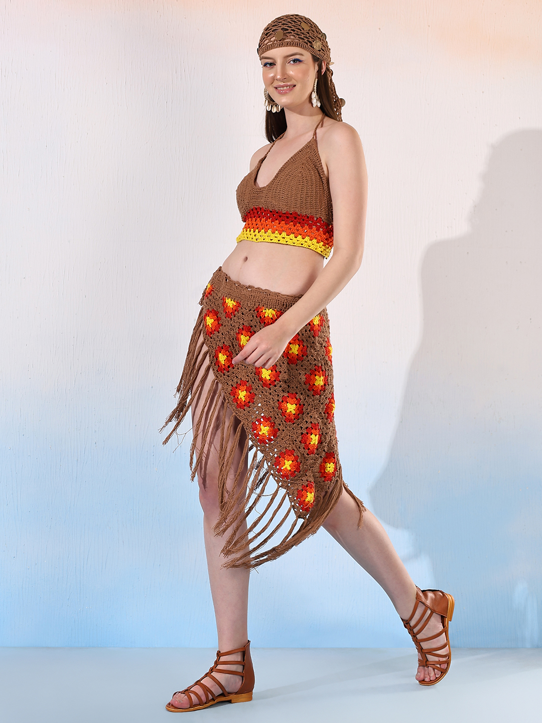 Velvery Bohemian Crochet Halterneck Bralette Top