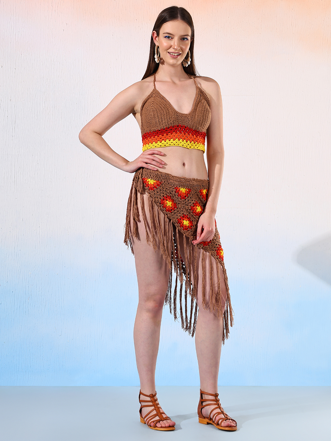Velvery Bohemian Crochet Halterneck Bralette Top