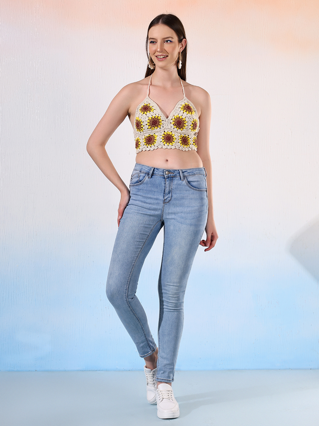 Velvery Floral Granny Square Bralette Top