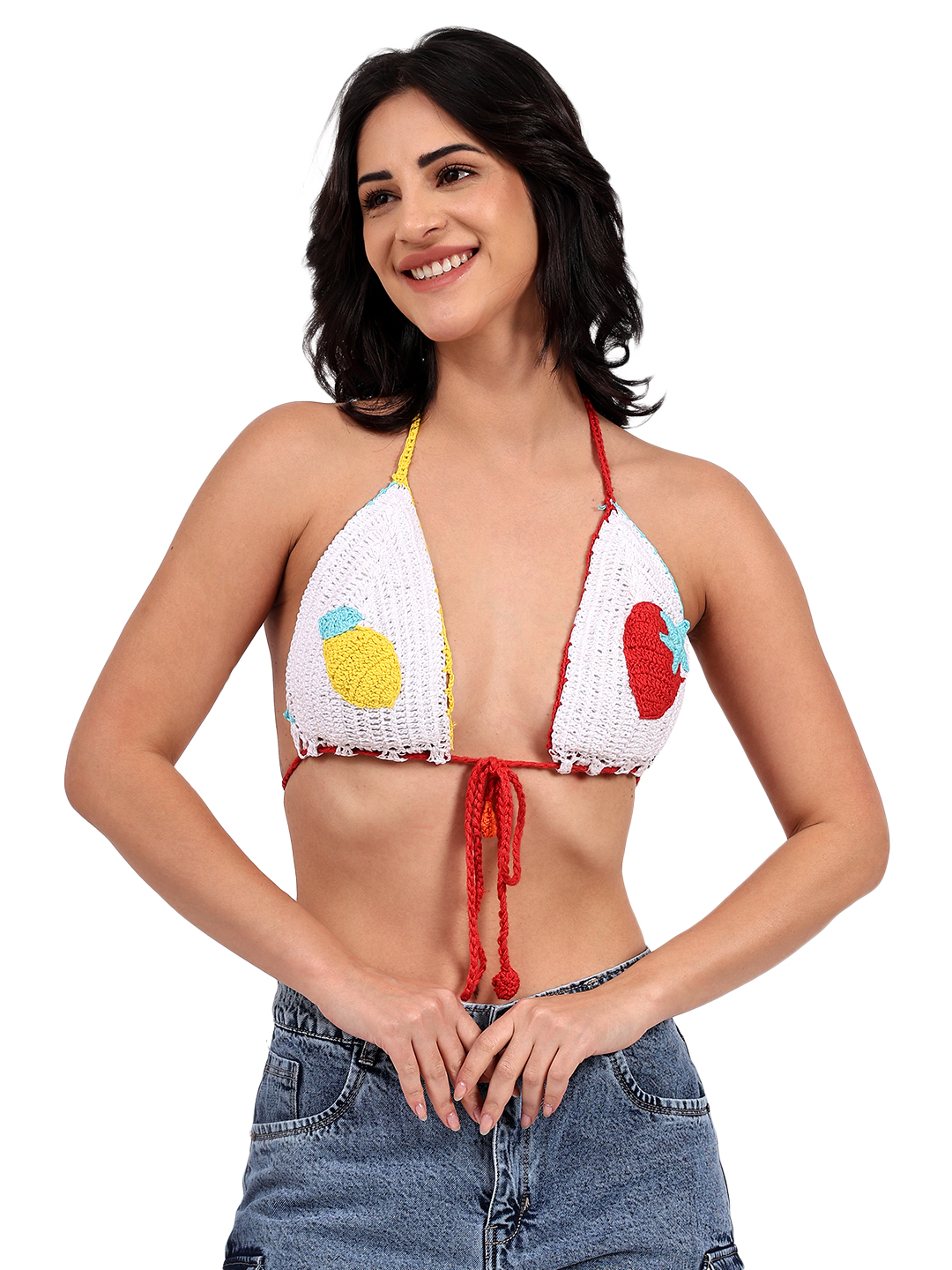 Crochet Front Tie up Halterneck Bralette