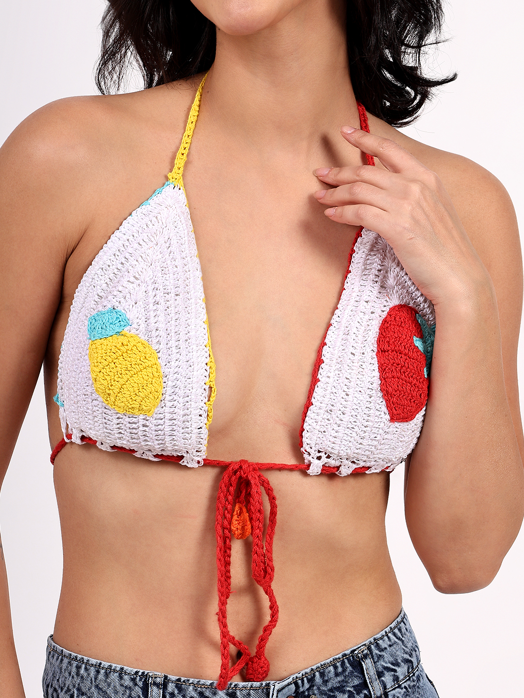 Crochet Front Tie up Halterneck Bralette