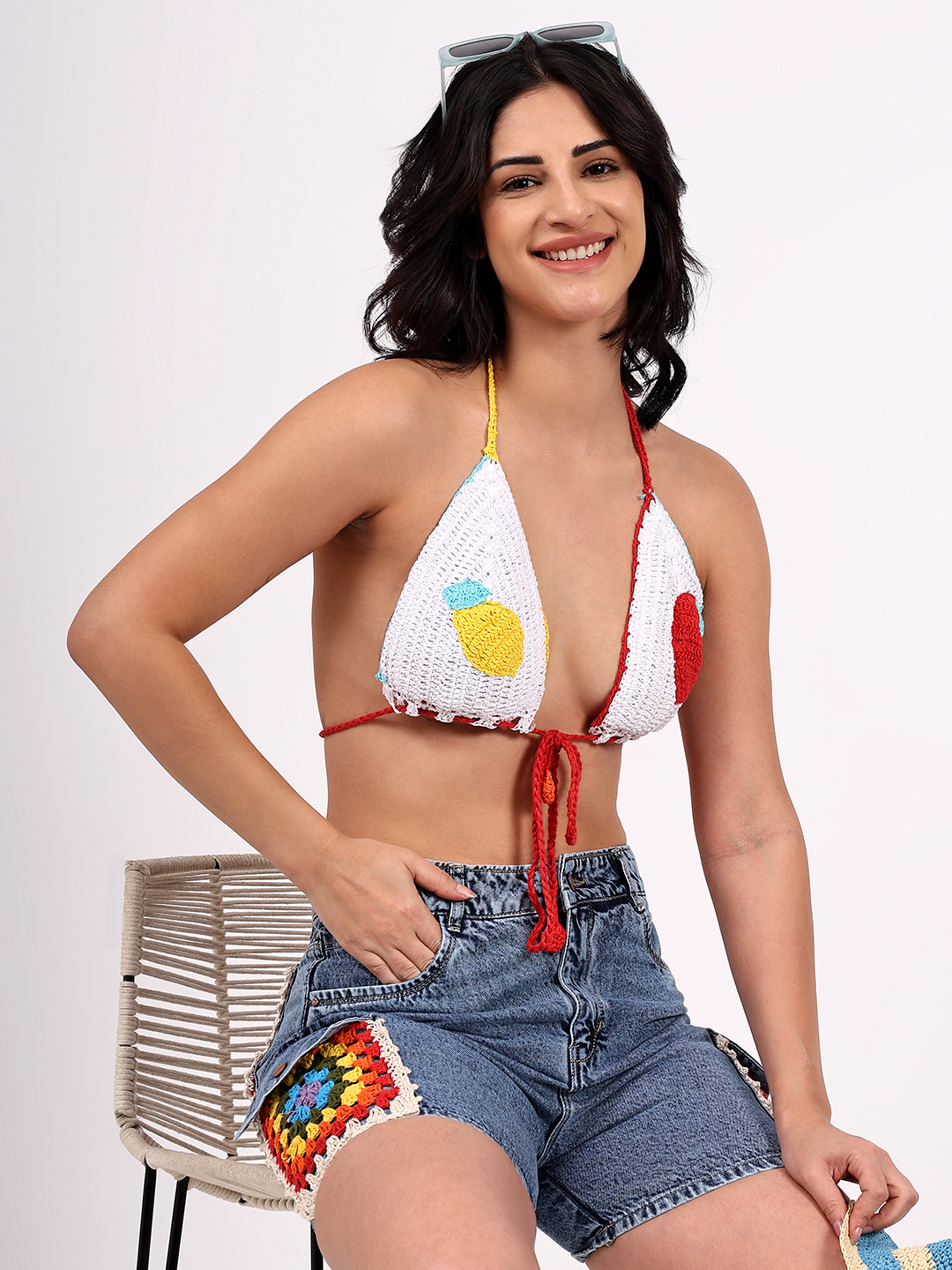 Crochet Front Tie up Halterneck Bralette