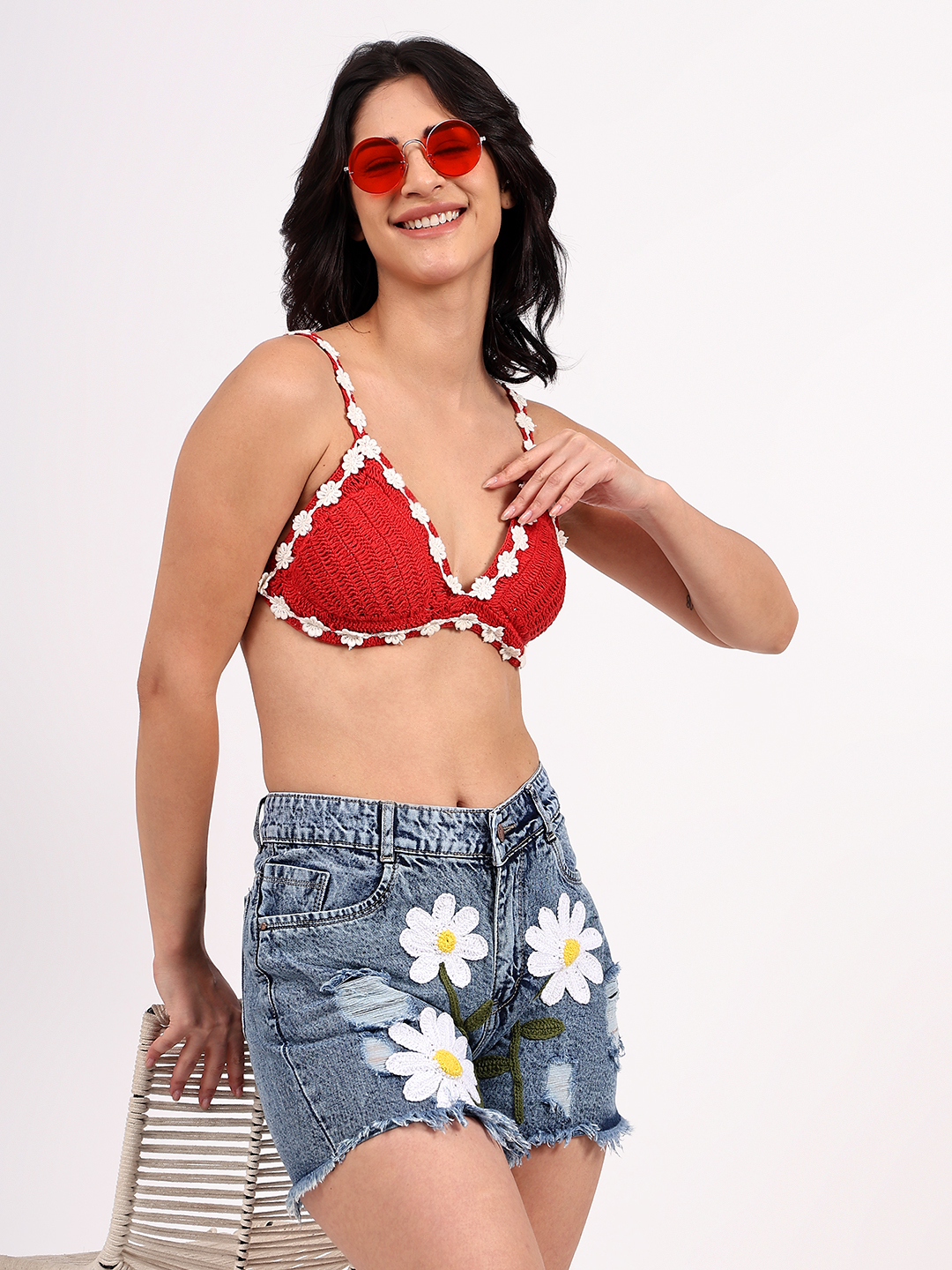 Handmade Crochet Floral Lace Detailed Bralette