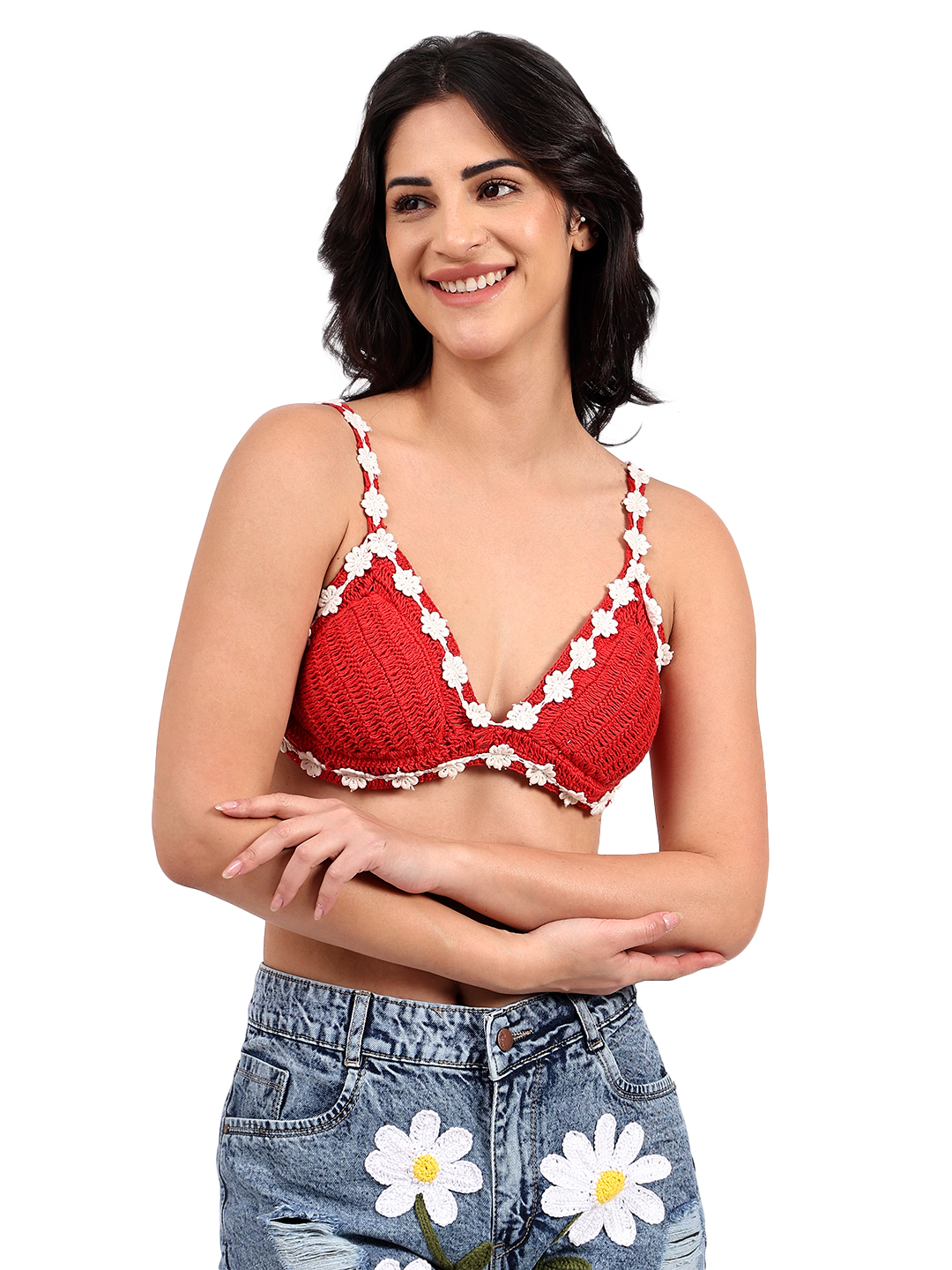 Handmade Crochet Floral Lace Detailed Bralette