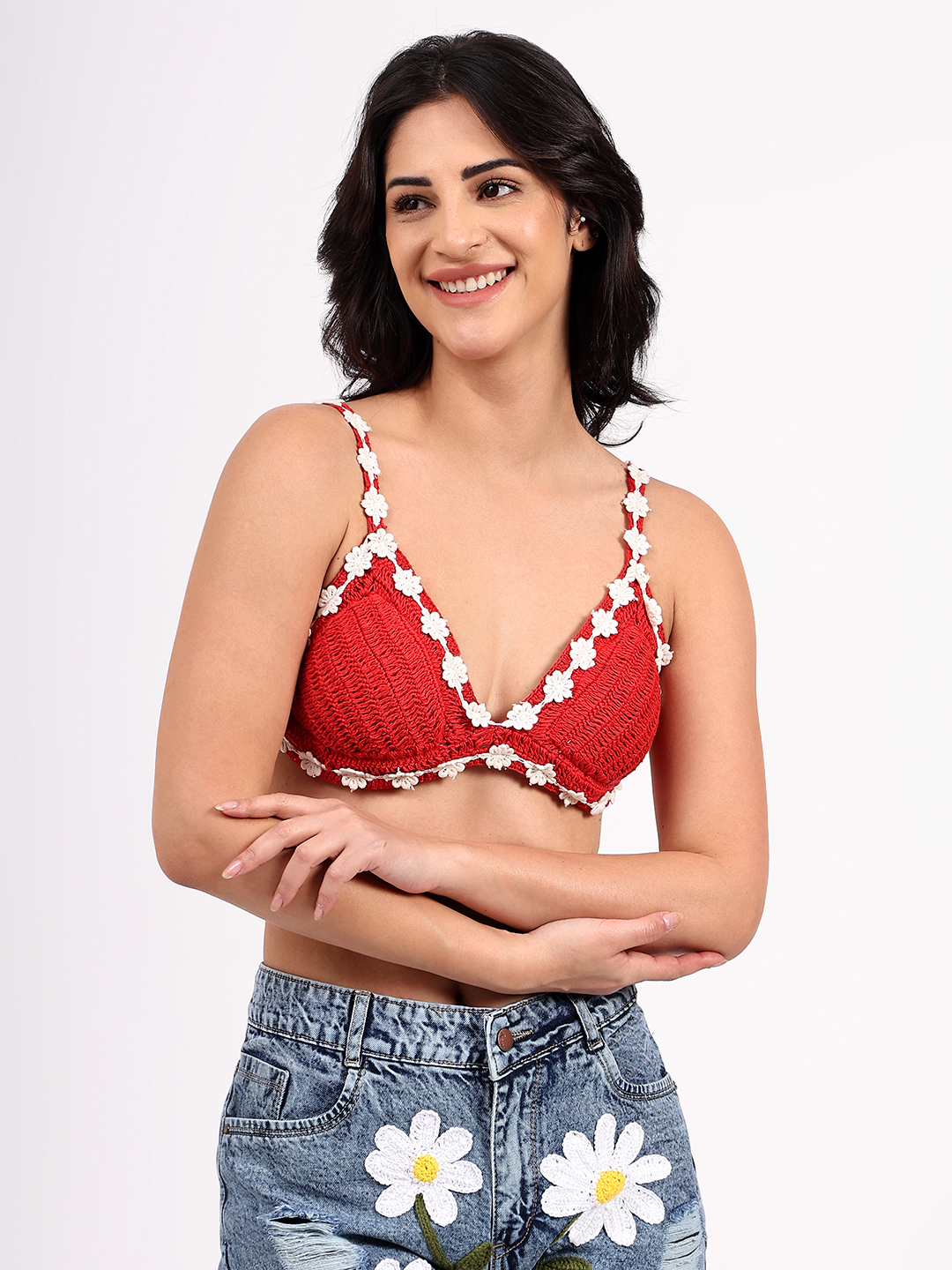 Handmade Crochet Floral Lace Detailed Bralette