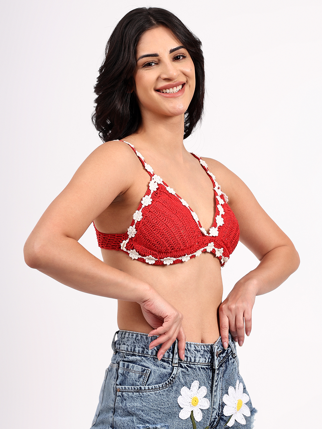 Handmade Crochet Floral Lace Detailed Bralette