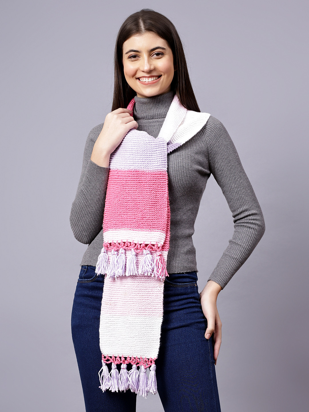 Hand Knitted Winter Muffler for Women - Multi