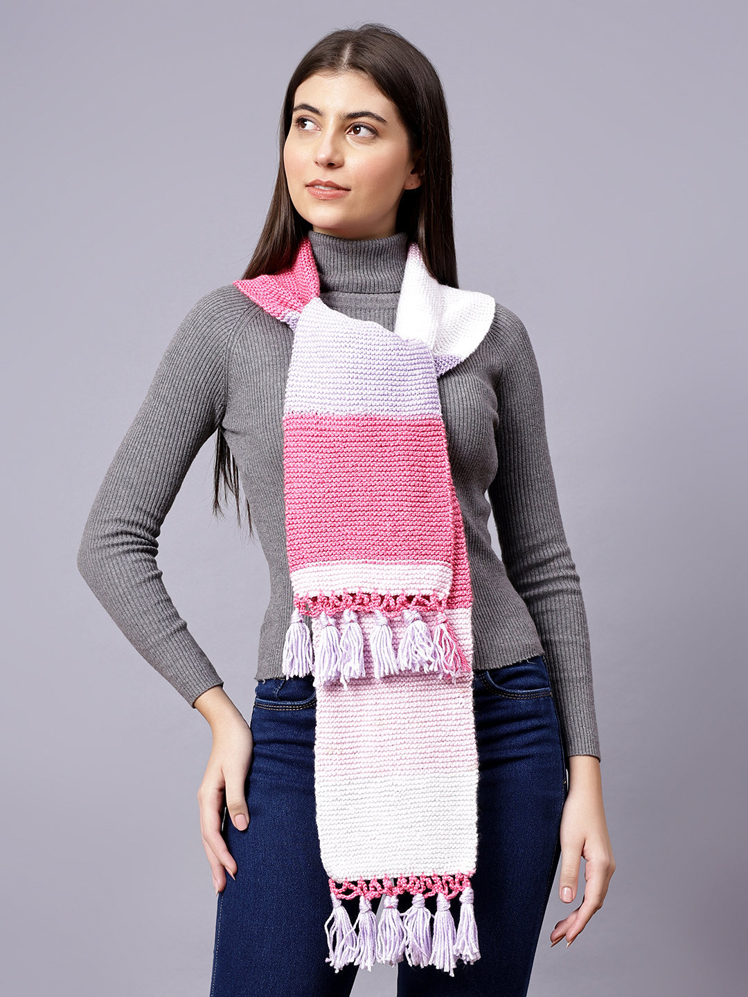 Hand Knitted Winter Muffler for Women - Multi
