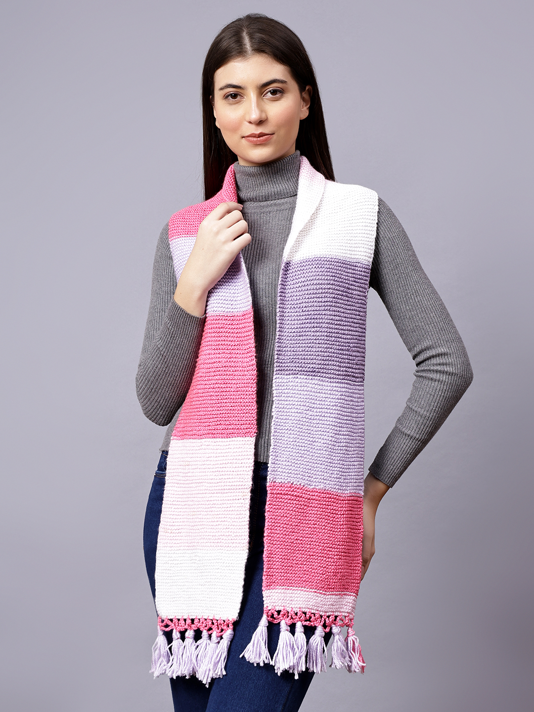 Hand Knitted Winter Muffler for Women - Multi