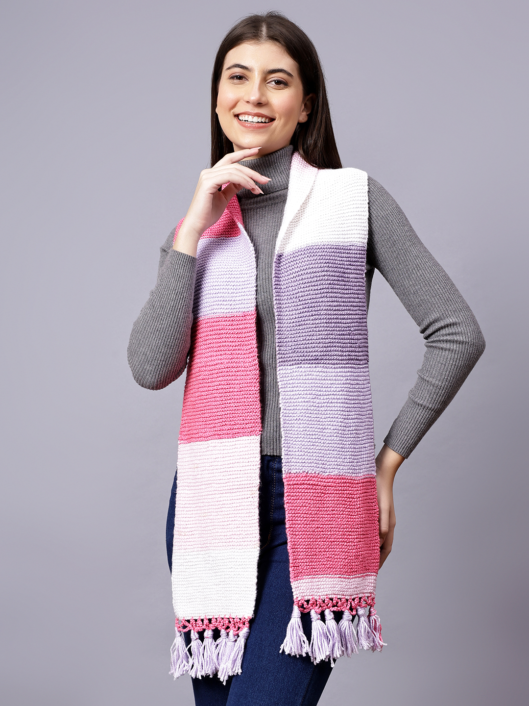 Hand Knitted Winter Muffler for Women - Multi