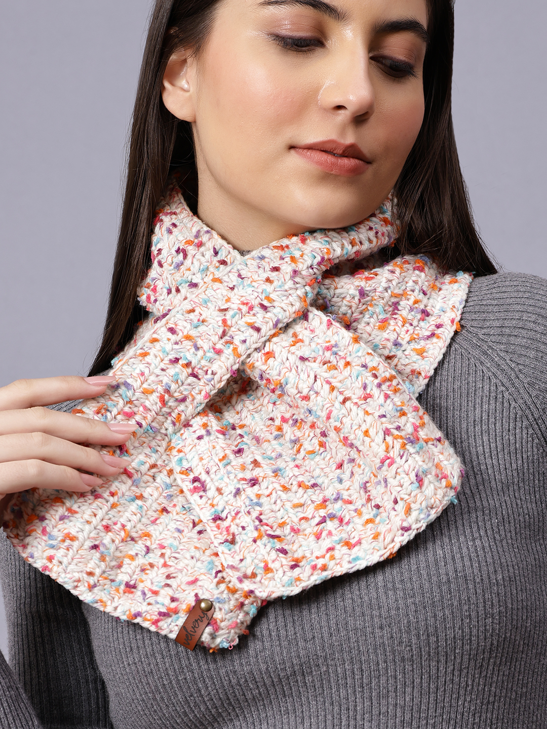 Velvery Multi Vintage Hand Knitted Women Muffler