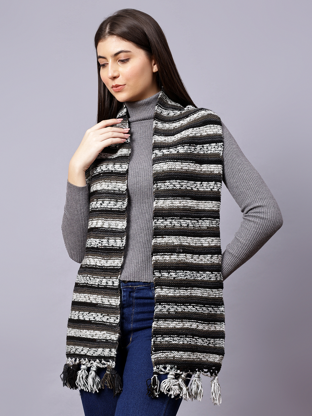 Hand Knitted Muffler for Pregnant Ladies - Earthy tones