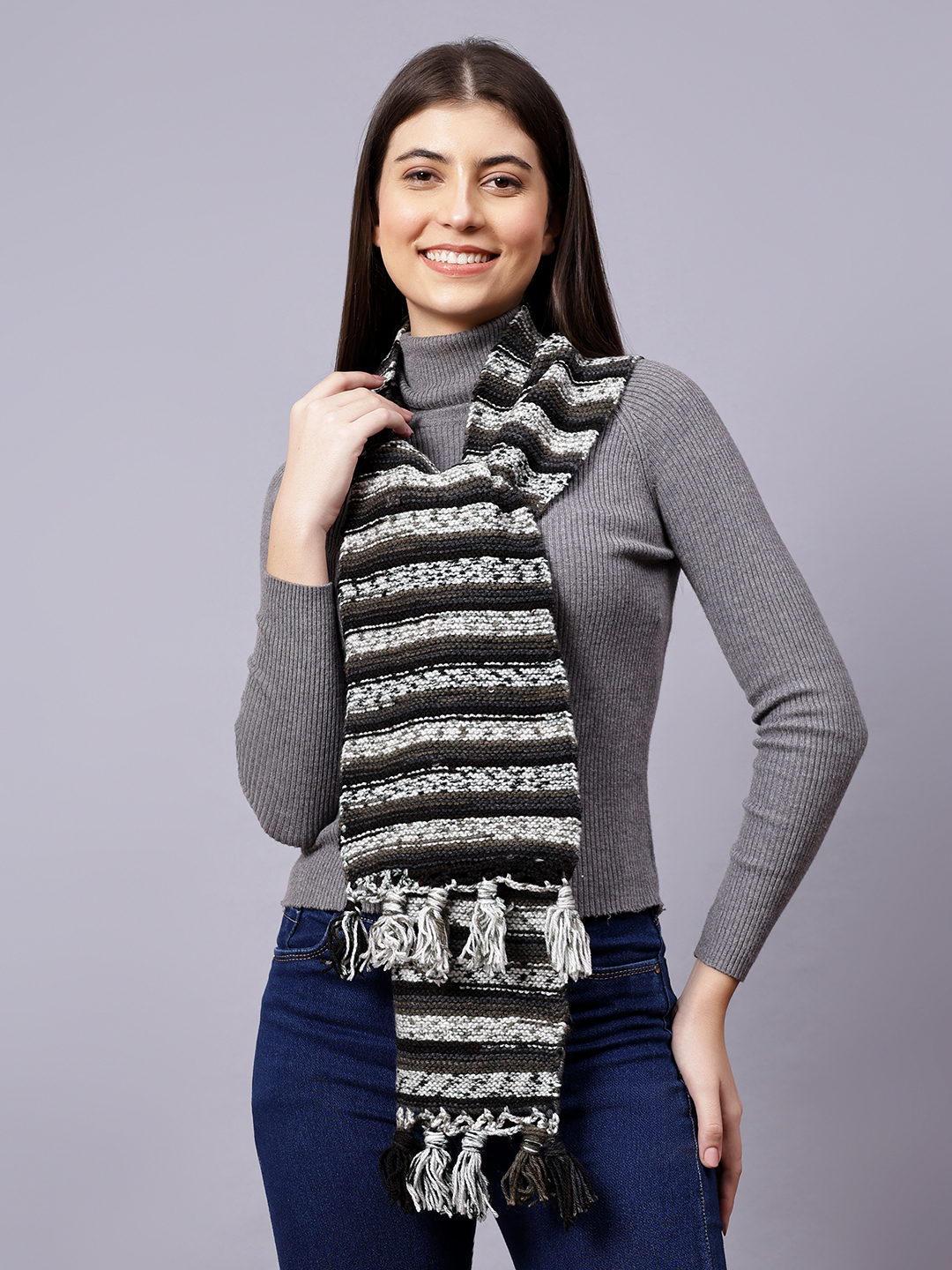 Hand Knitted Muffler for Pregnant Ladies - Earthy tones