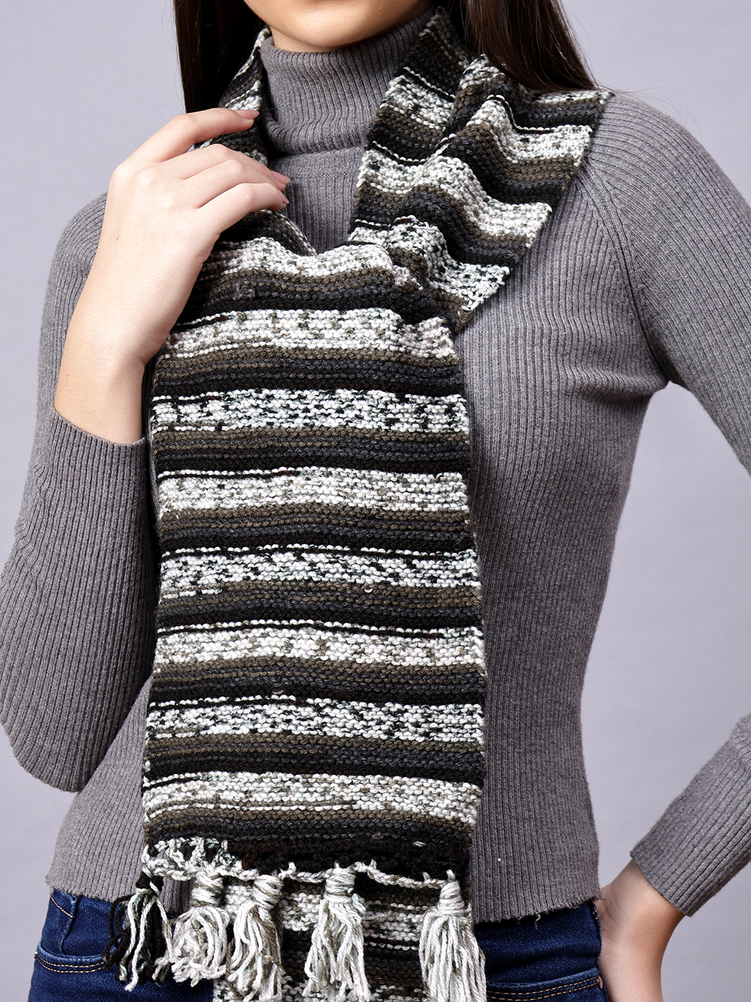 Ladies Scarf Free People Nova Tassel Scarf Hand Knitted Muffler