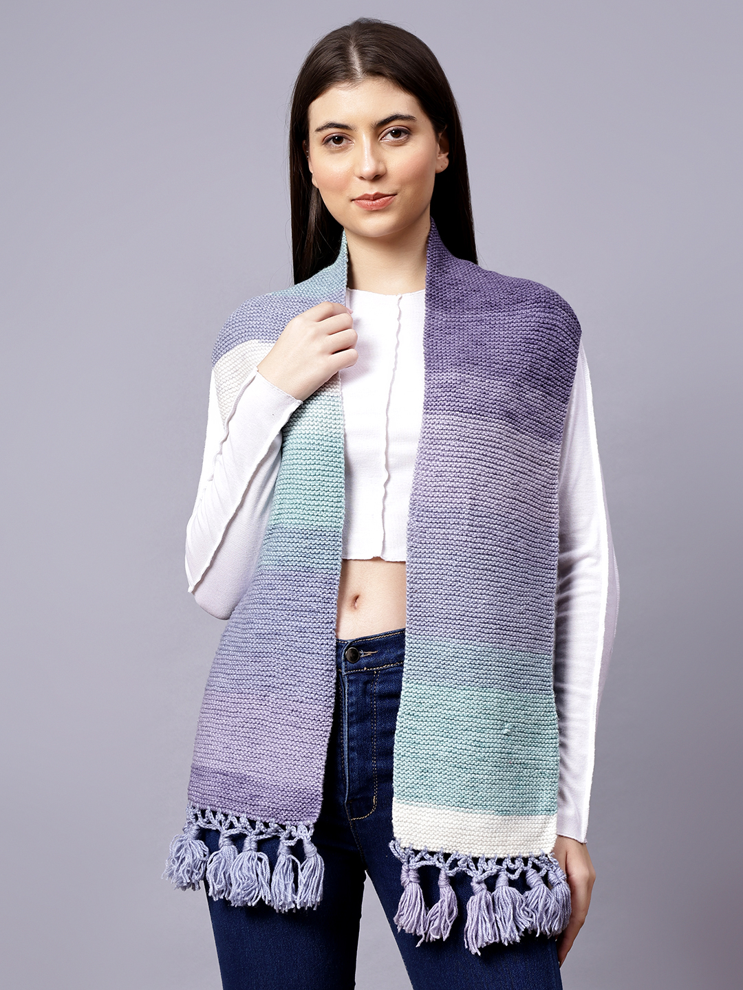 Hand Knitted Stylish Winter Muffler for Women - Multi