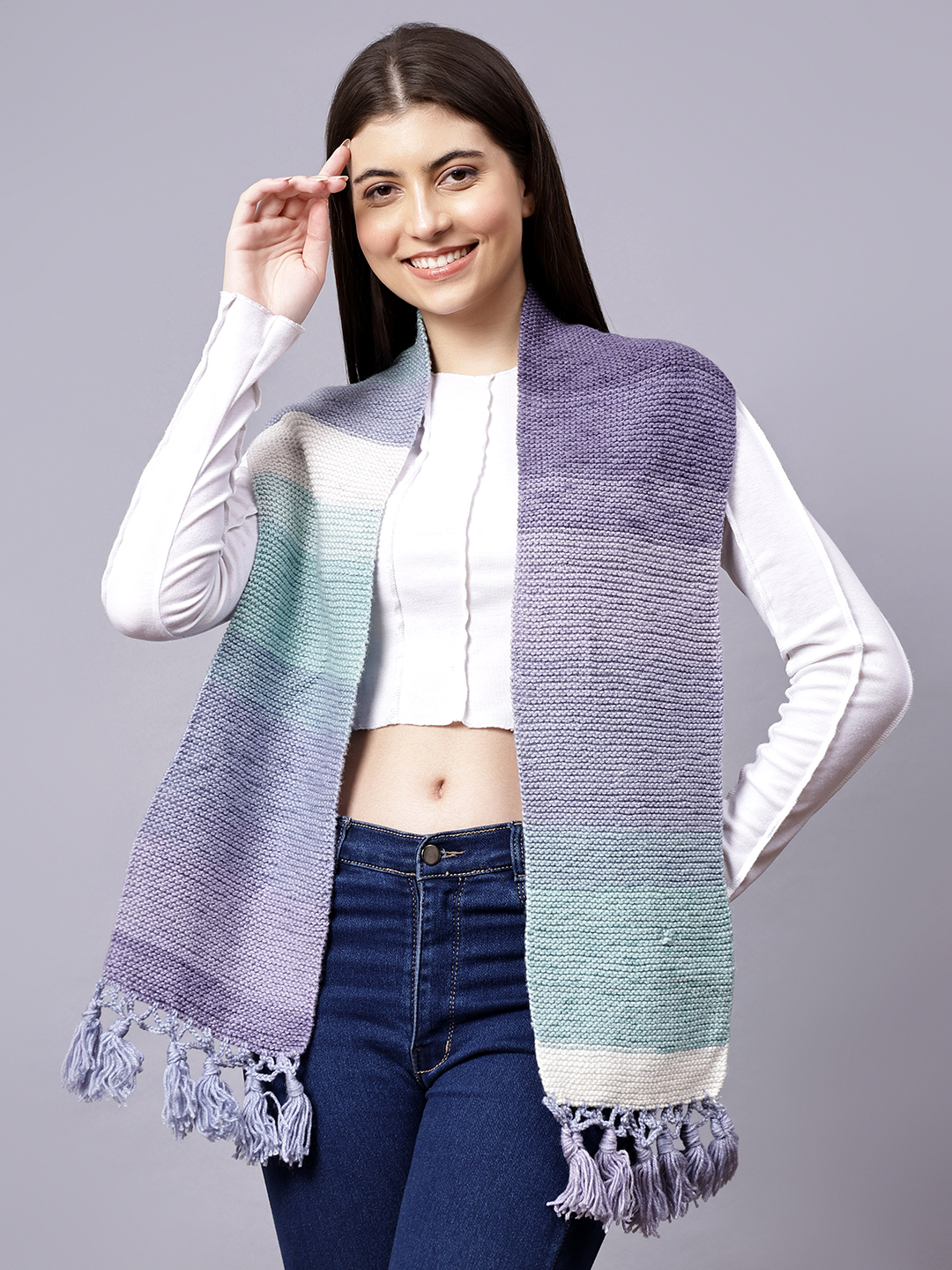 Hand Knitted Stylish Winter Muffler for Women - Multi