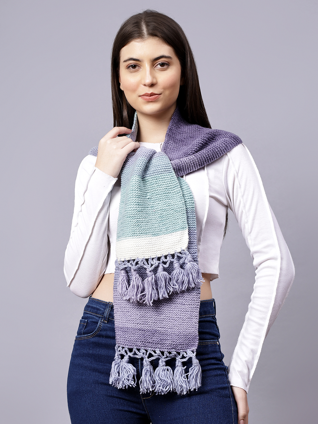 Hand Knitted Stylish Winter Muffler for Women - Multi