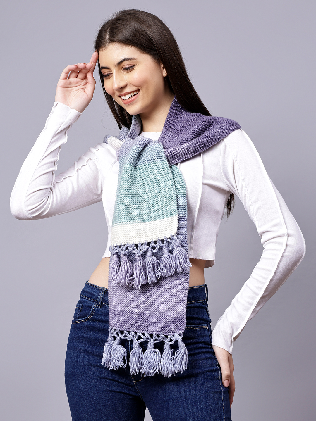 Hand Knitted Stylish Winter Muffler for Women - Multi