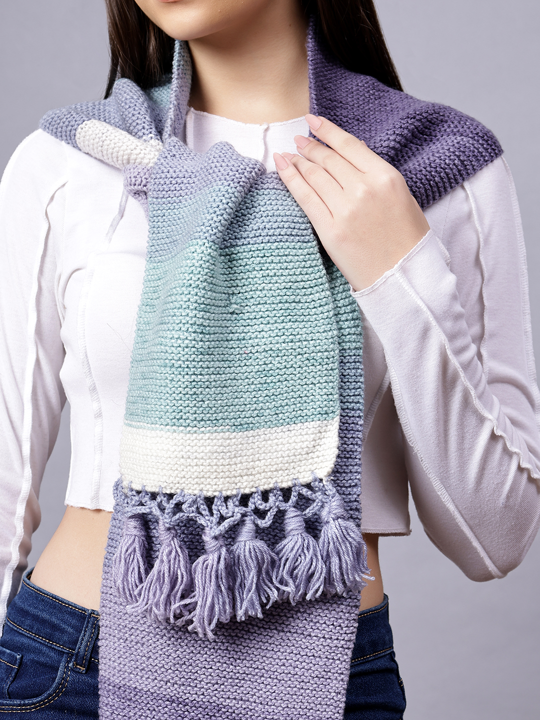 Hand Knitted Stylish Winter Muffler for Women - Multi
