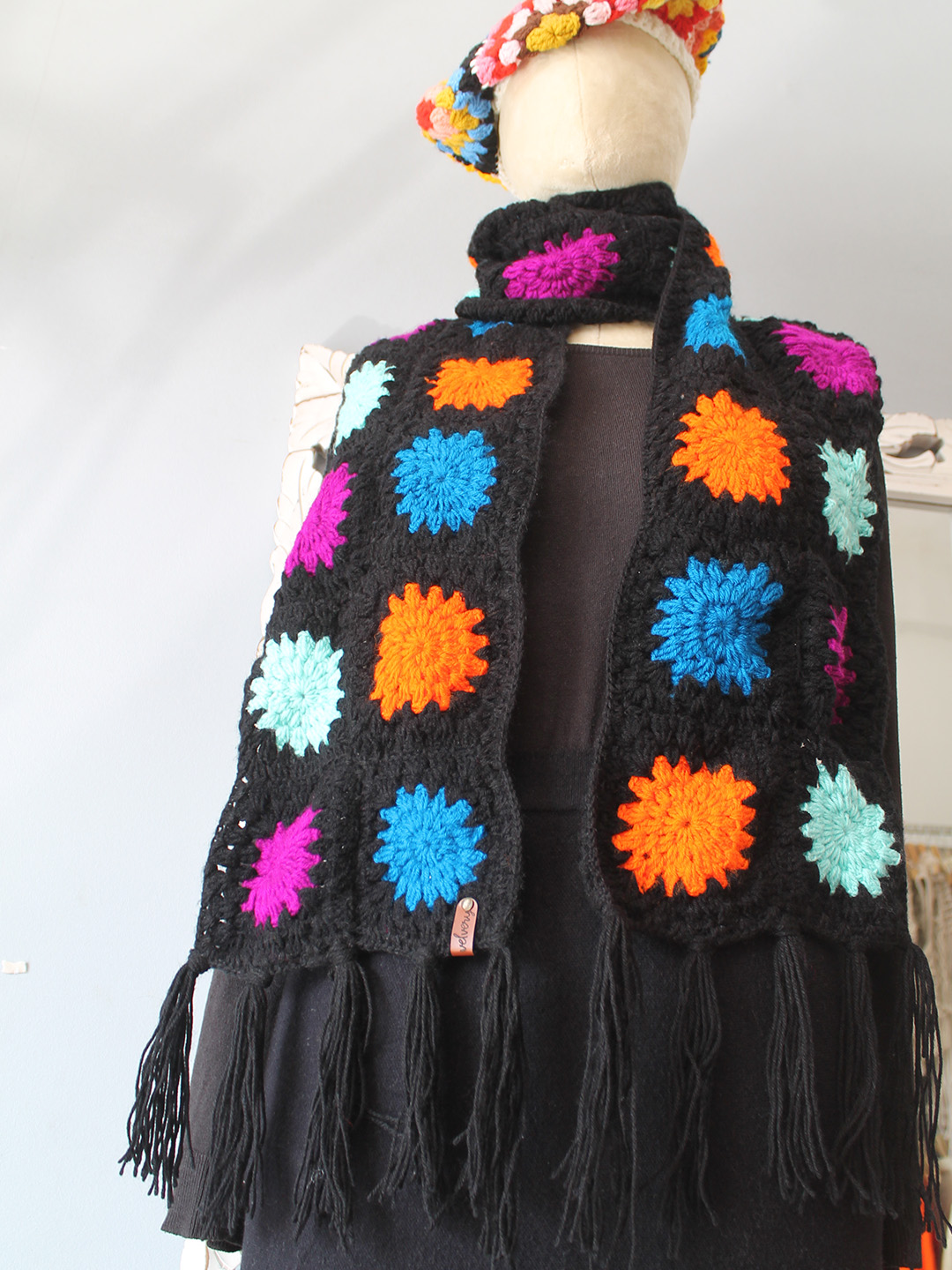 Crochet Muffler - Black