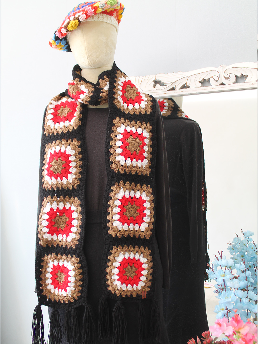 Velvery Handmade Granny Square Muffler - Multicolor
