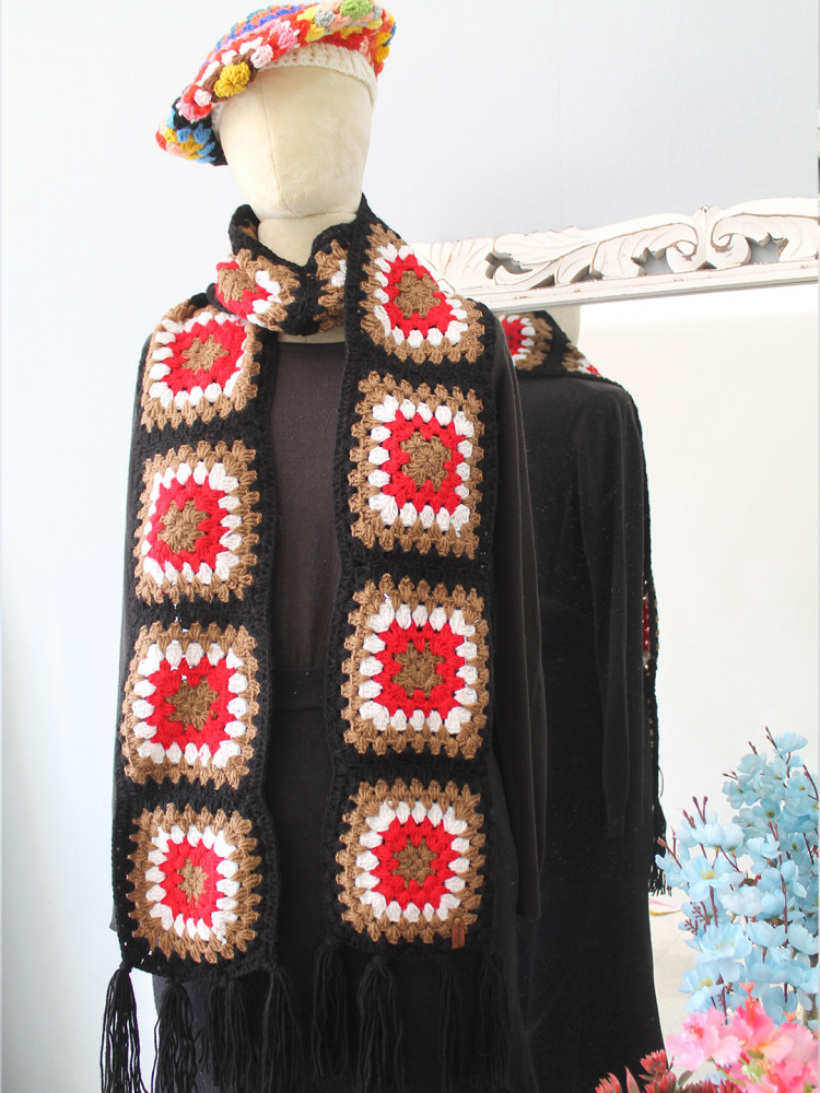 Image of Velvery Handmade Granny Square Muffler - Multicolor