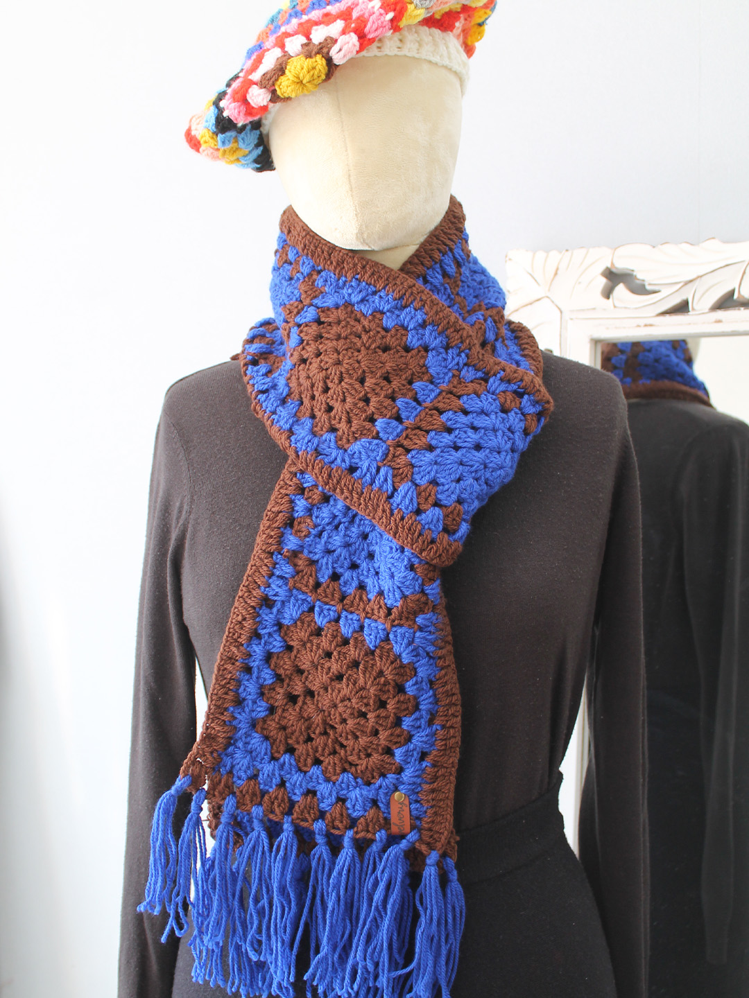 Velvery handmade Self Design Muffler - Blue