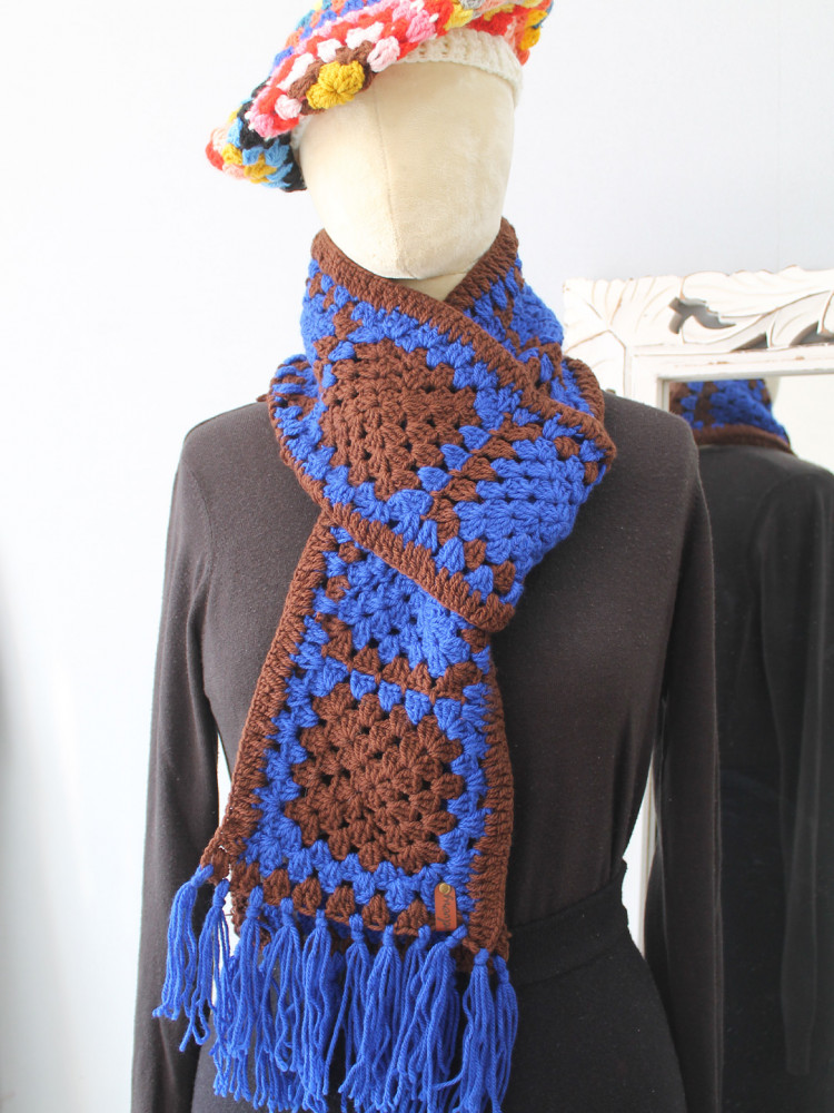 Image of Velvery handmade Self Design Muffler - Blue