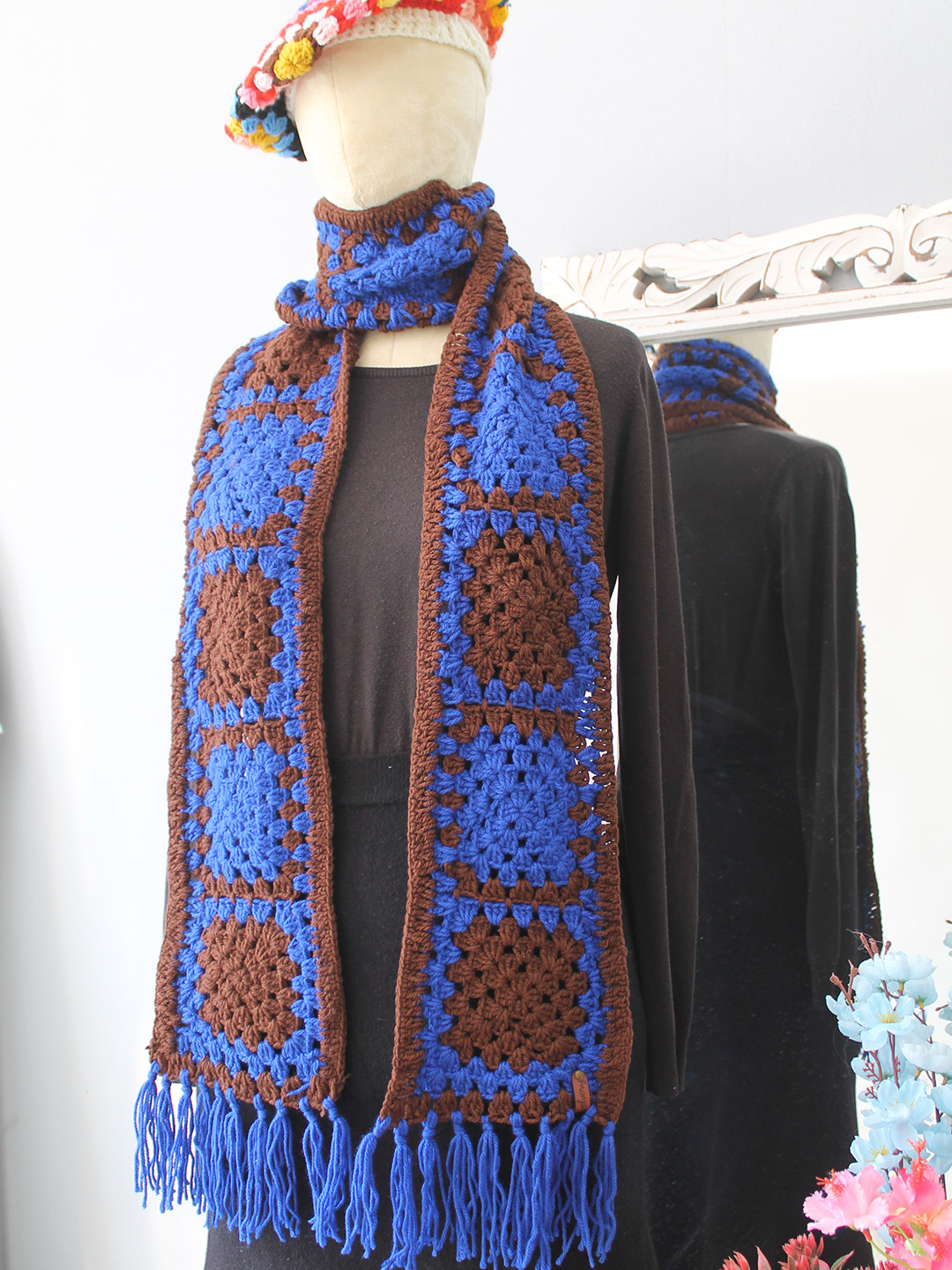 Velvery handmade Self Design Muffler - Blue