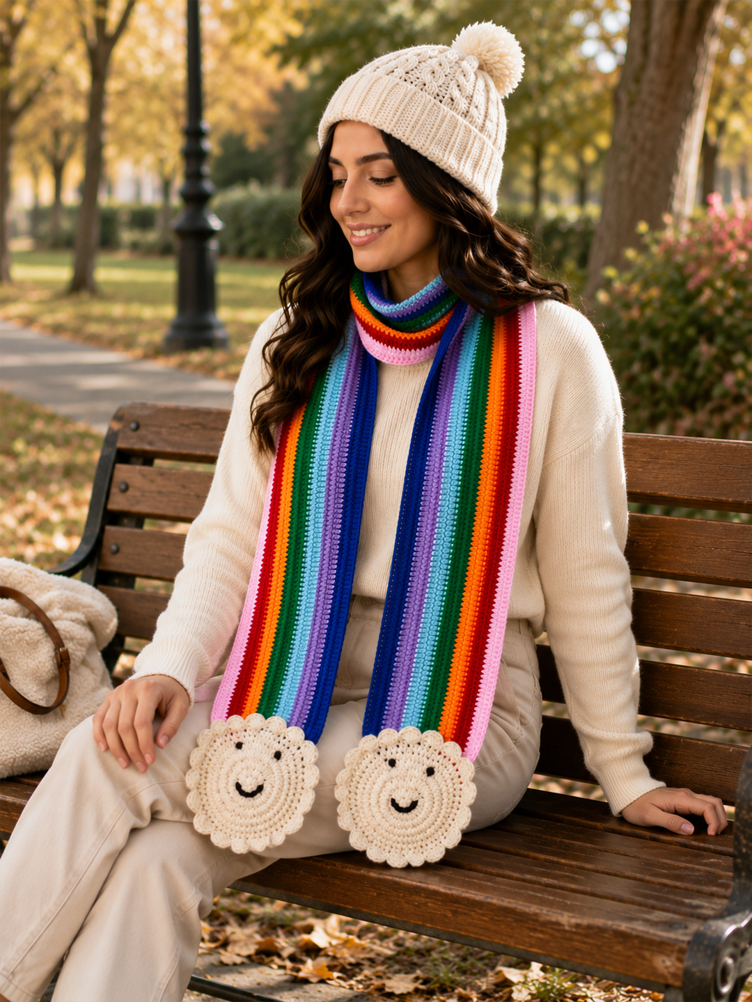 Velvery Crochet Rainbow Muffler - Multicolor