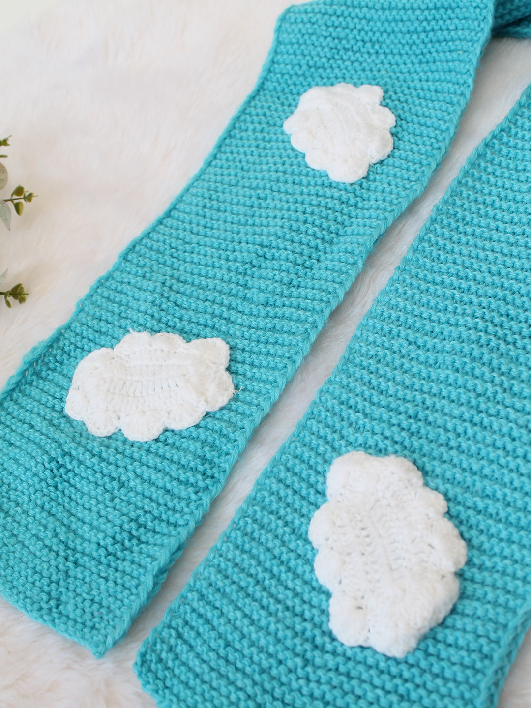 Velvery Handknitted Clouds Muffler - Blue