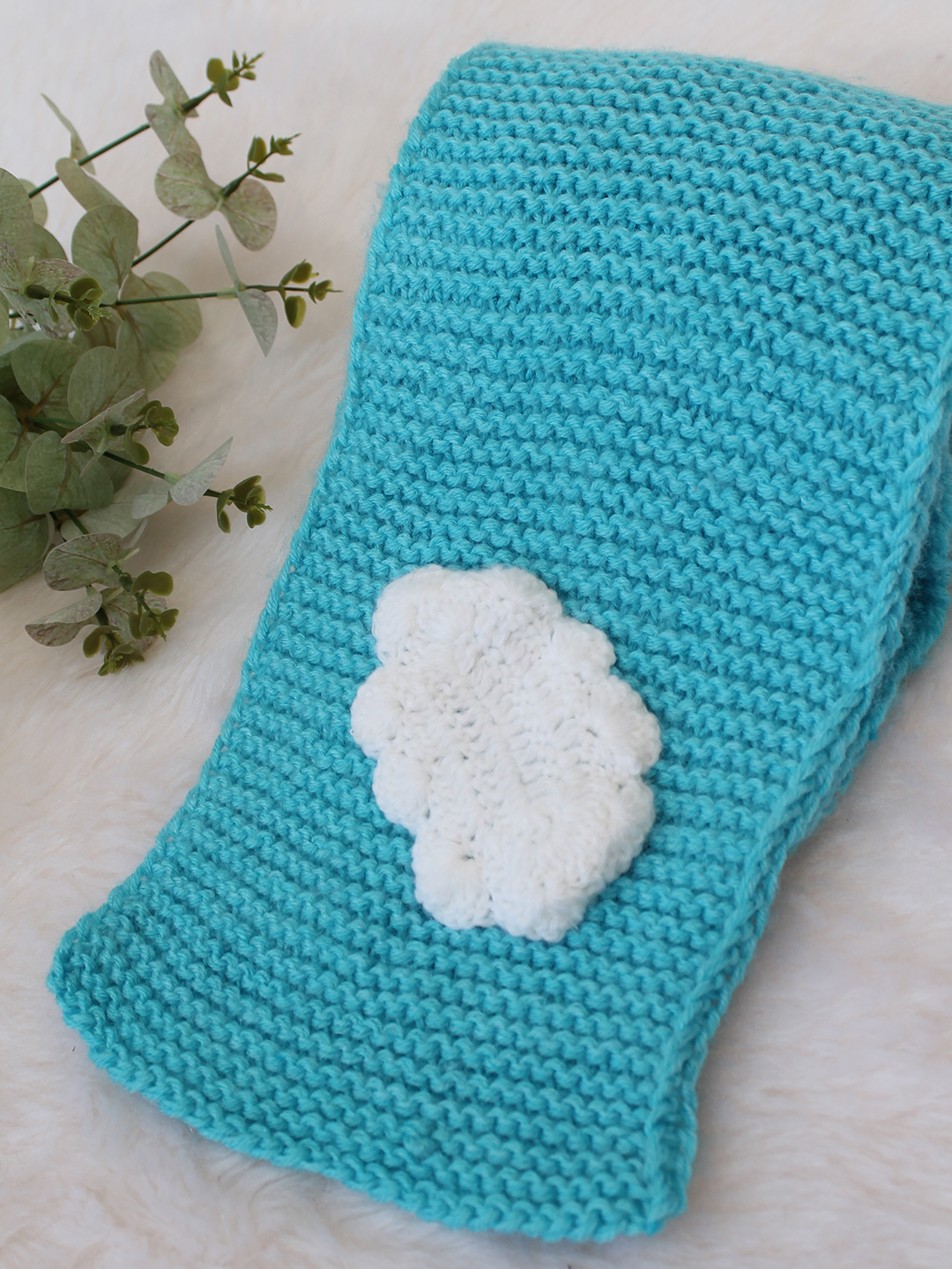 Velvery Handknitted Clouds Muffler - Blue
