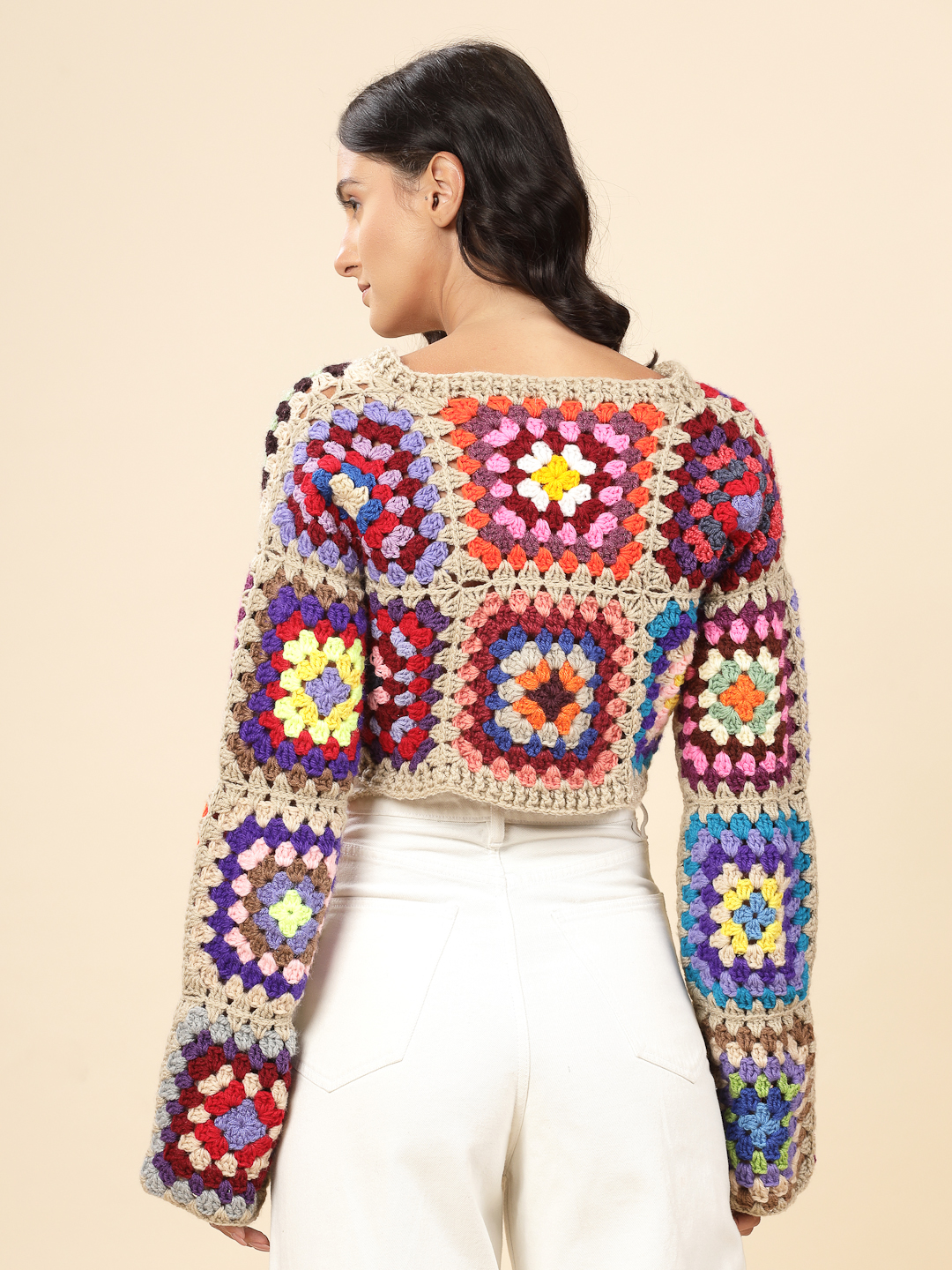 Velvery Handmade Multi Wrap Design V-Neck Cardigan
