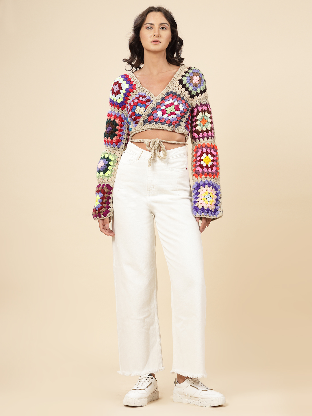 Velvery Handmade Multi Wrap Design V-Neck Cardigan