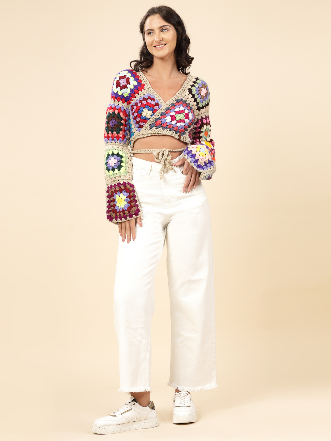 Velvery Handmade Multi Wrap Design V-Neck Cardigan