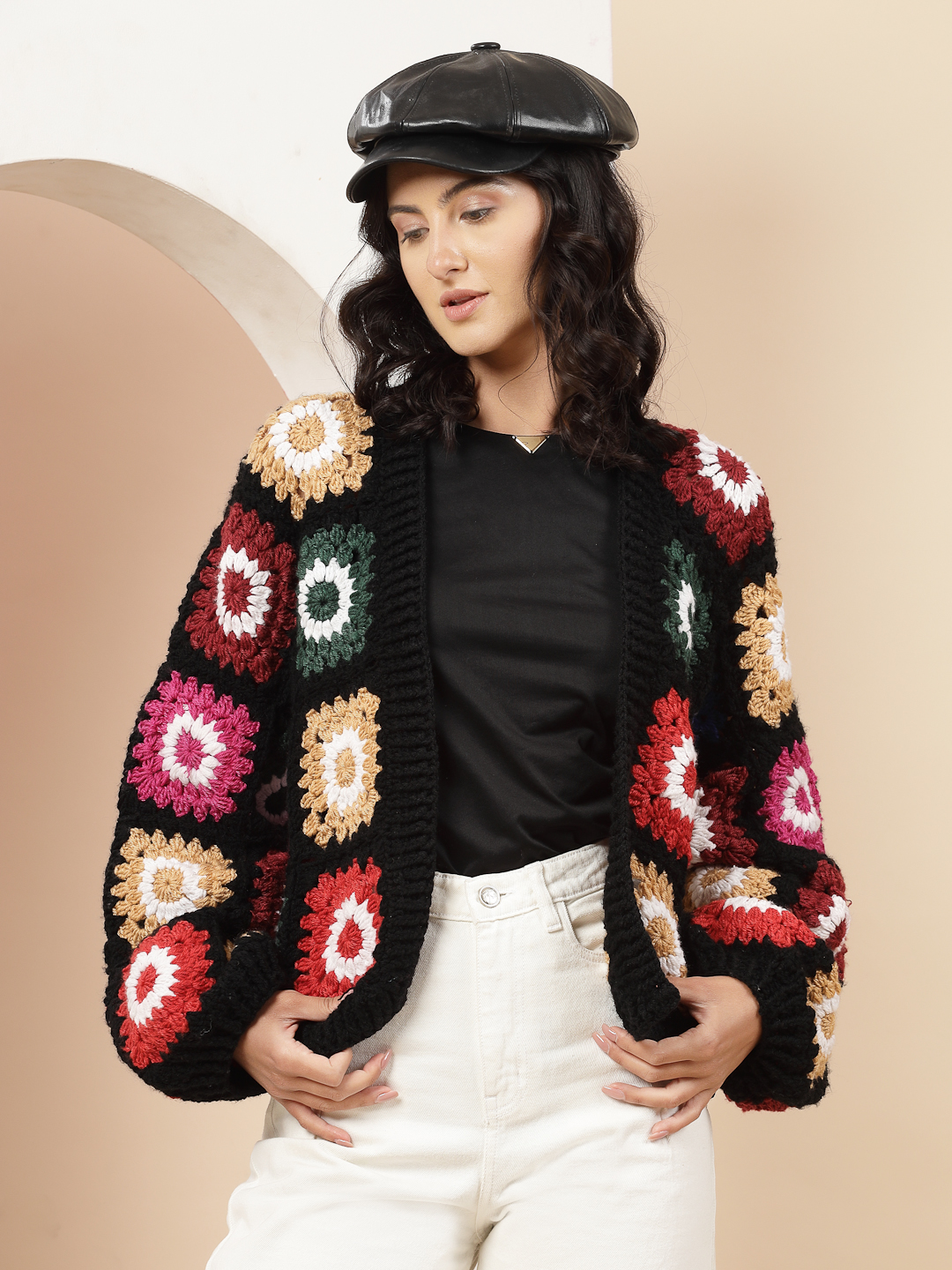 Velvery Handmade Multi Oversized V-Neck Cardigan
