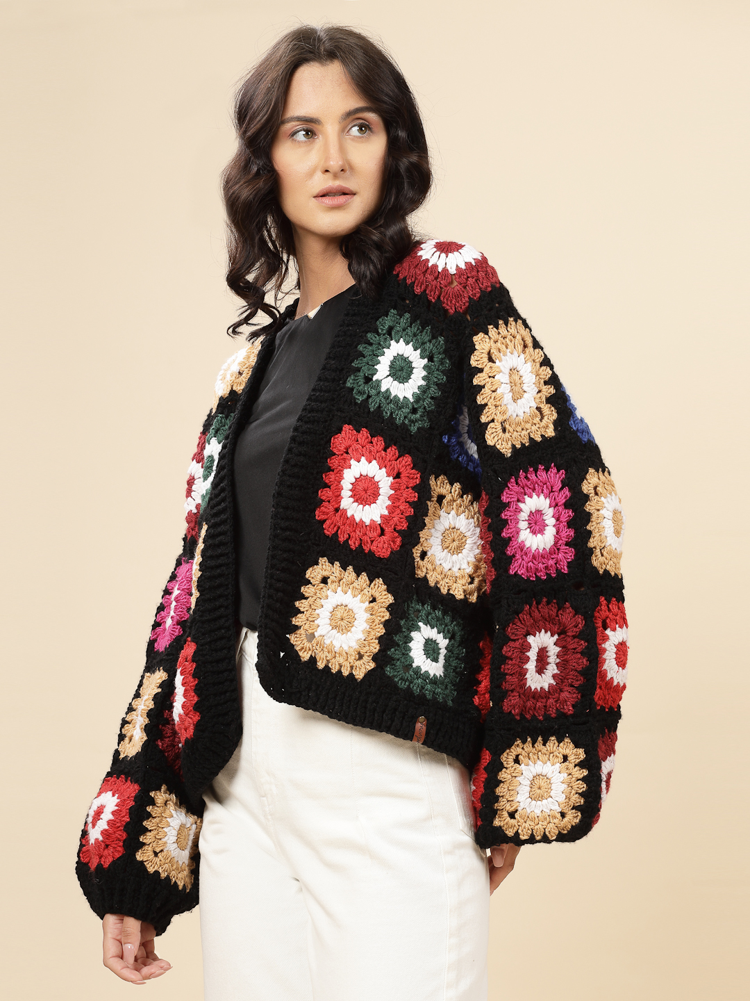 Velvery Handmade Multi Oversized V-Neck Cardigan