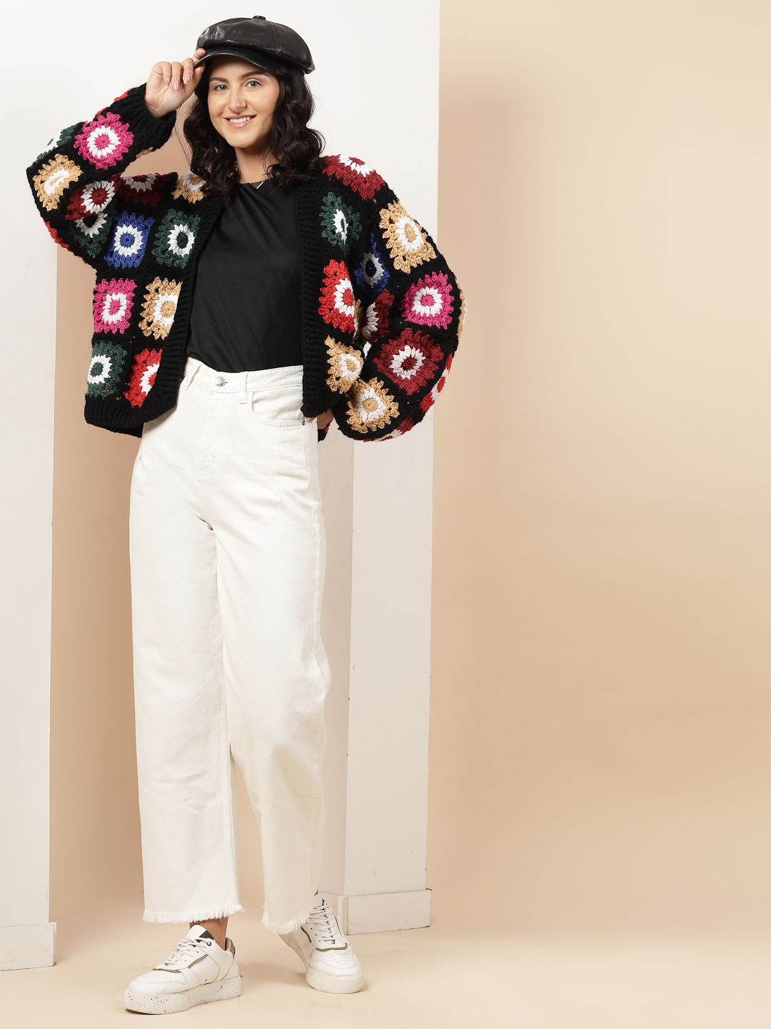 Velvery Handmade Multi Oversized V-Neck Cardigan