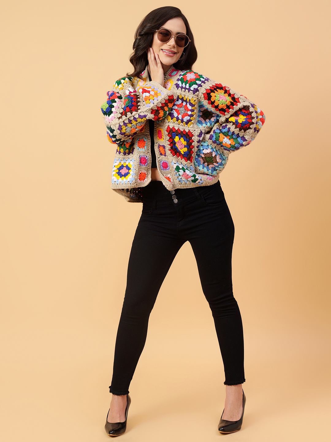 Velvery Handmade Multi Bohemian V-Neck Cardigan
