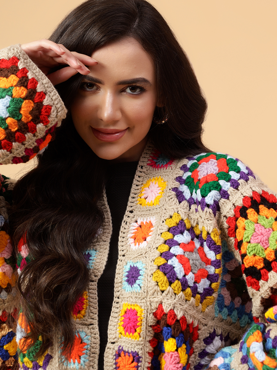 Velvery Handmade Multi Bohemian V-Neck Cardigan