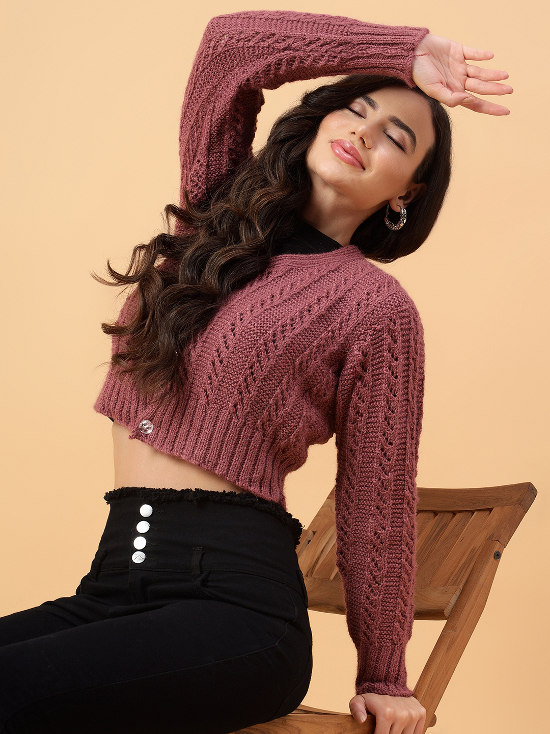 Velvery Handmade Brown Handknitted V-Neck Cardigan