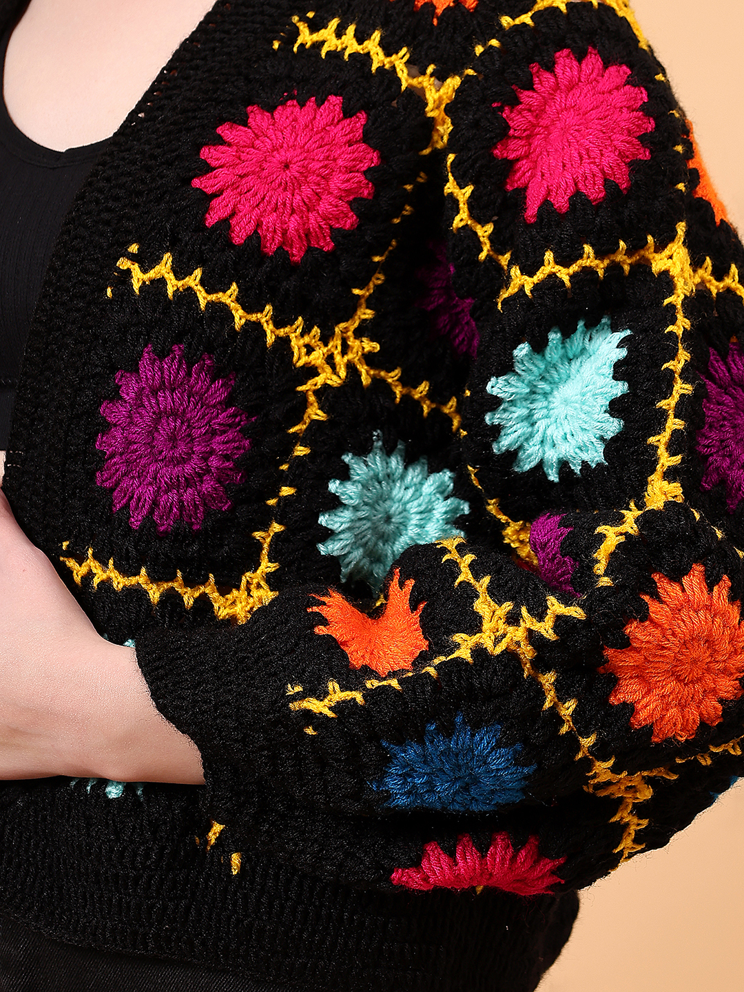 Velvery Crochet Oversized V-Neck Cardigan