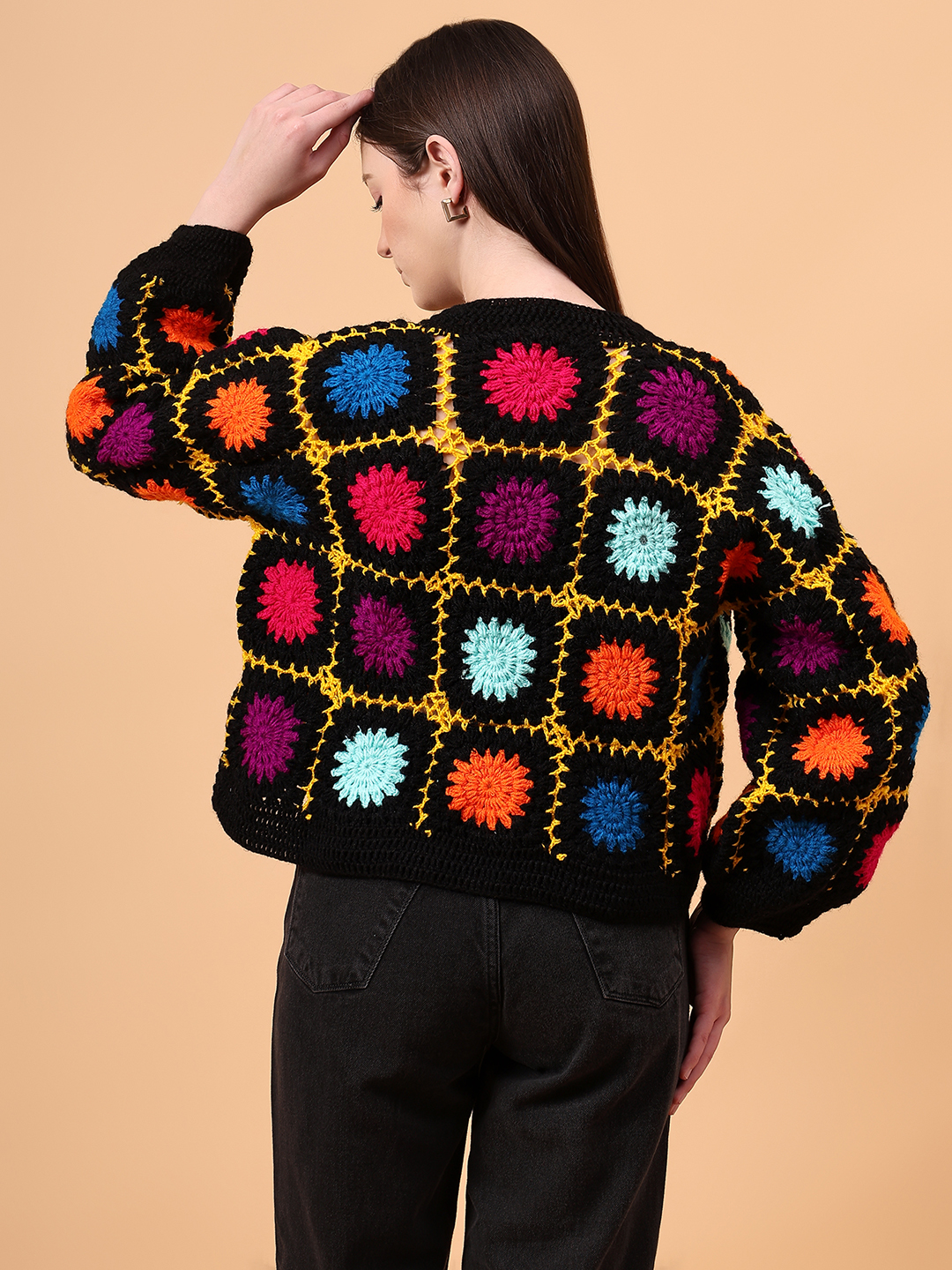 Velvery Crochet Oversized V-Neck Cardigan
