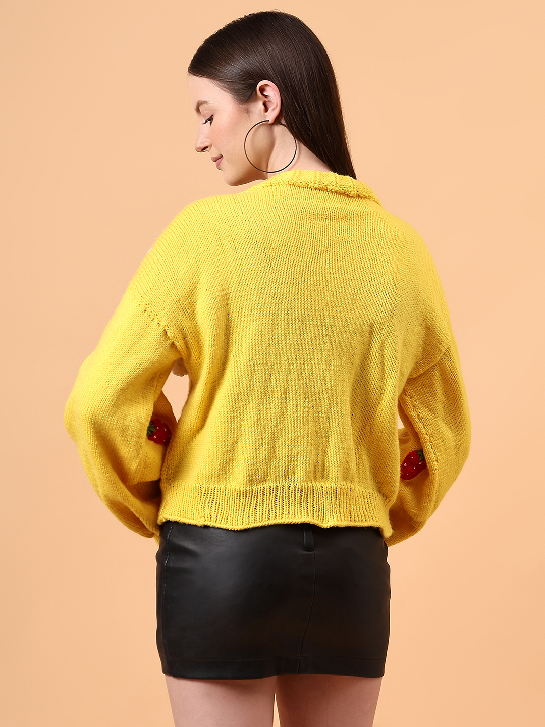 Strawberry Floral Cardigan - Yellow